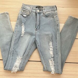 Fashion nova light blue washed jeans